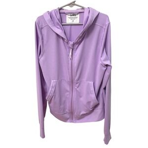 NWOT Athleta Girl Purple Zip Hoodie Textured Activewear Jacket Thumbholes L 12
